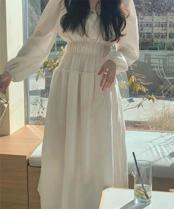 pretty ivory cream long sleeves dresses